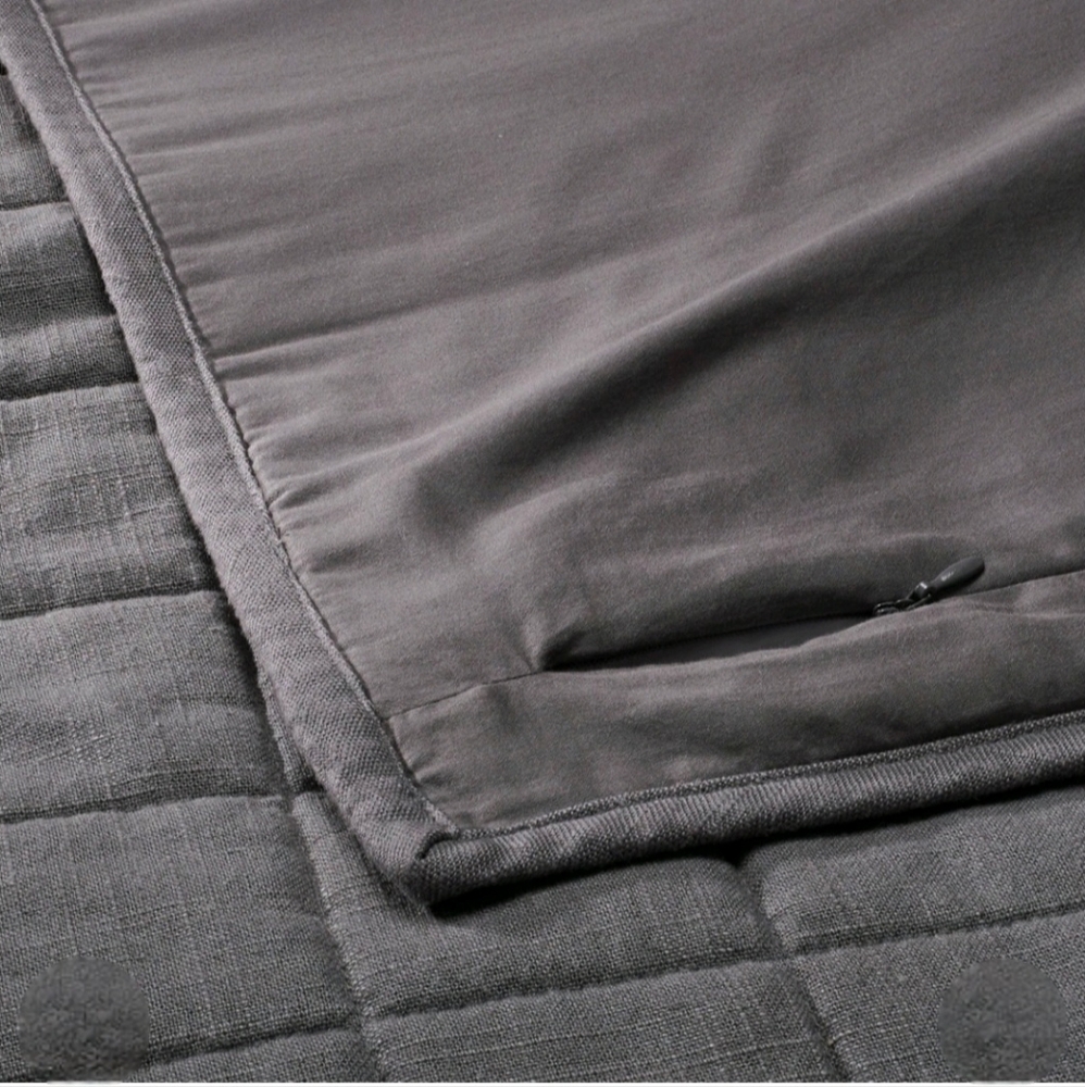 Casaluna Standard Heavyweight Linen Blend Quilt Pillow Sham Dark Gray - Picture 5 of 7